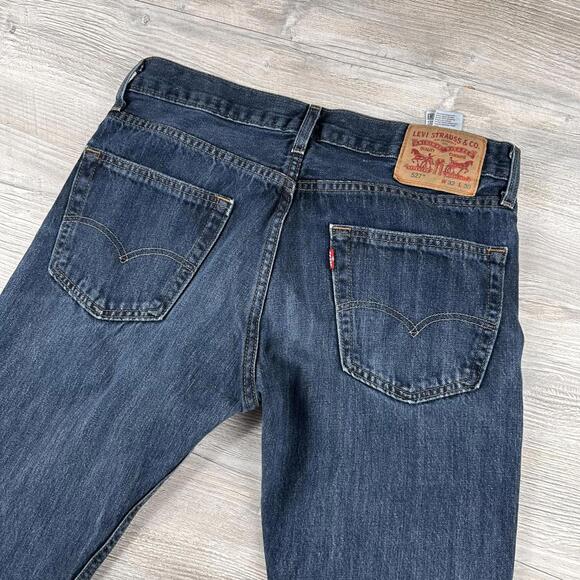 Levis 527 Jeans Mens 32x30 Dark Wash Whiskered Relaxed Bootcut Red Tab Modern - Picture 7 of 8